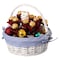 Wickerwise White Round Willow Gift Basket with Blue and White Gingham Liner and Sturdy Foldable Handles, Small QI004620.BL.S - alternate 1